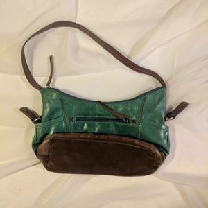 The Sak Green Brown Leather Bag Purse